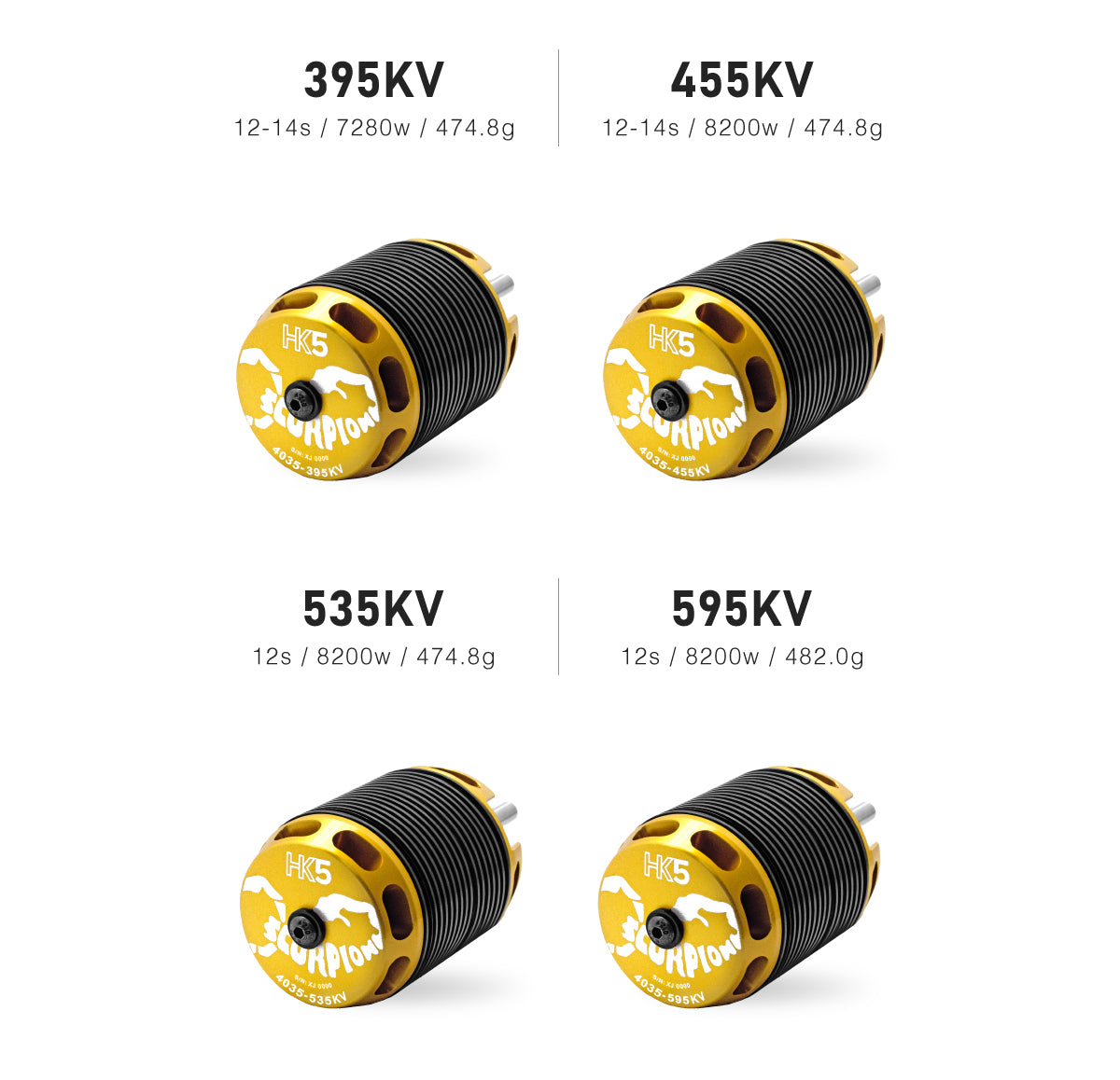 SCORPION HK5-4035-395/455/535/595KV MOTORS (HK5-4035)