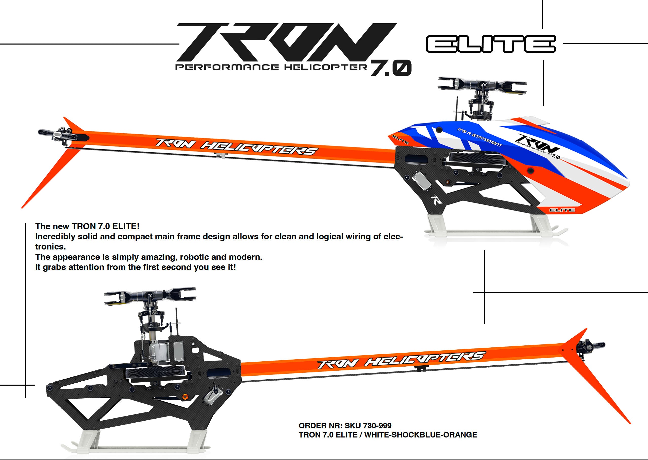 TRON 7.0 ELITE WHITE/BLUE/ORANGE W/O BLADES (TR730-999) – HOPE LE